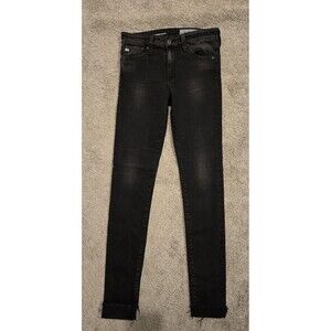 AG Adriano Goldschmied Jeans Womens 25 The Farrah Skinny High Rise Black Raw Hem